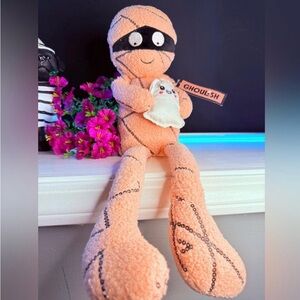 Ghoulish Long-Leg Mummy Plush • Spooky Cute Halloween Shelf Decor • NWT